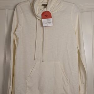 Lilla P oversized Thermal/Waffle cowl neck sweatshirt with a kangaroo pocket SzM